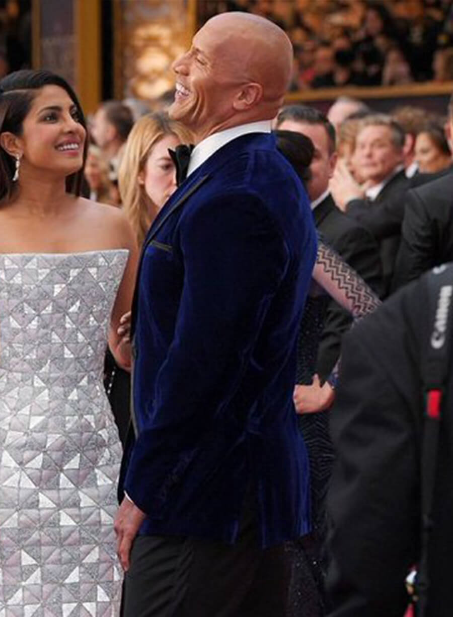 Dwayne Johnson Blue Velvet Blazer