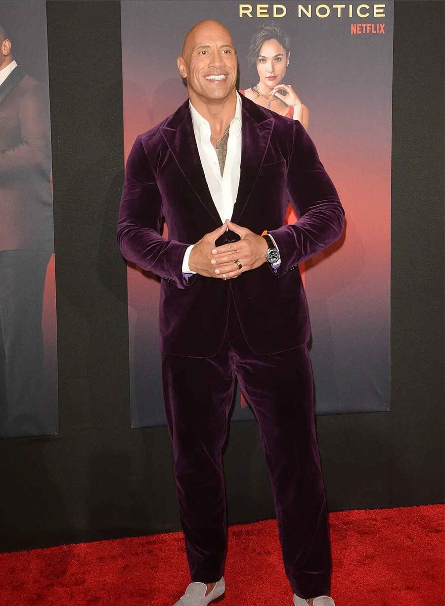 Dwayne Johnson Purple Velvet Suit