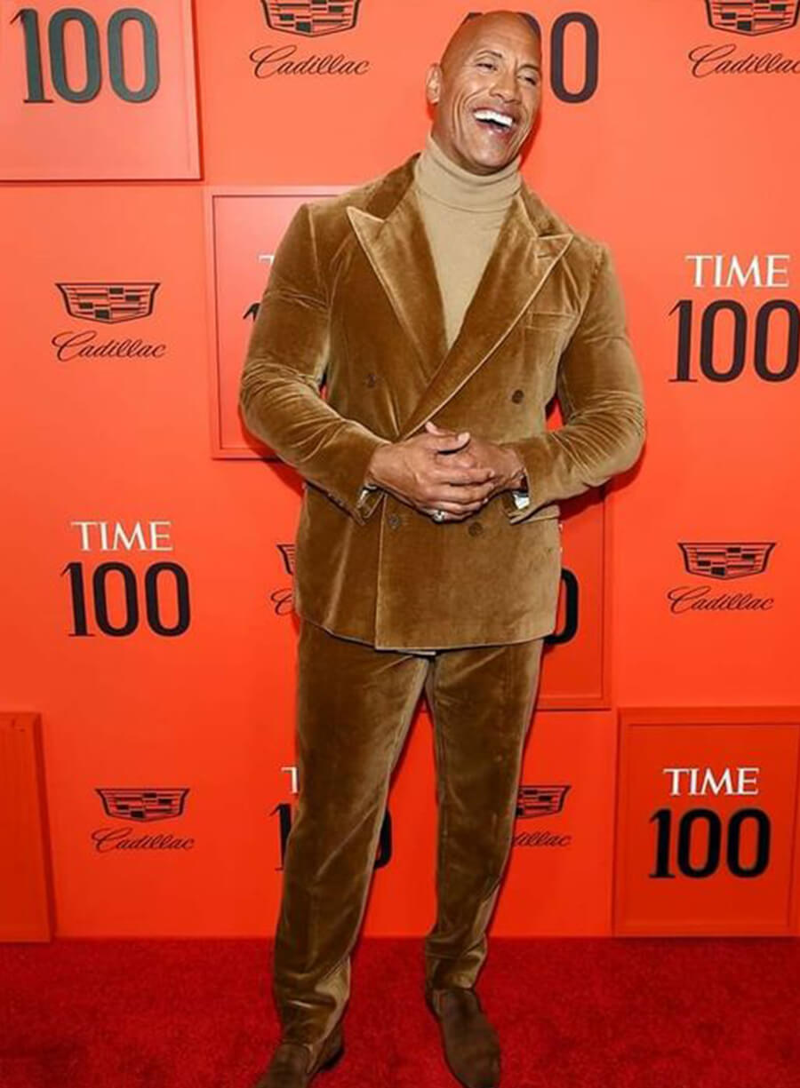 Dwayne Johnson The Rock Brown Velvet Suit