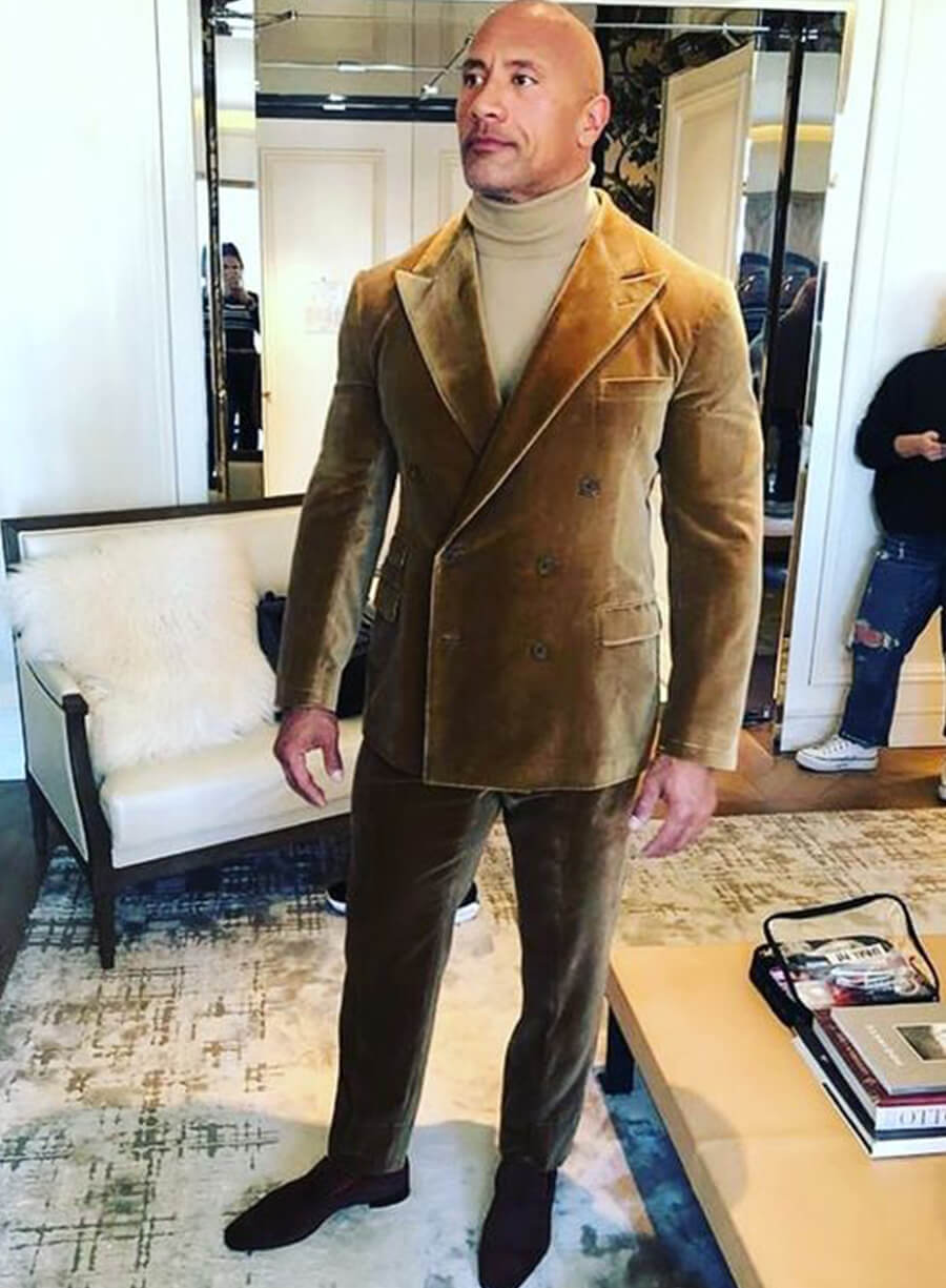 Dwayne Johnson The Rock Brown Velvet Suit