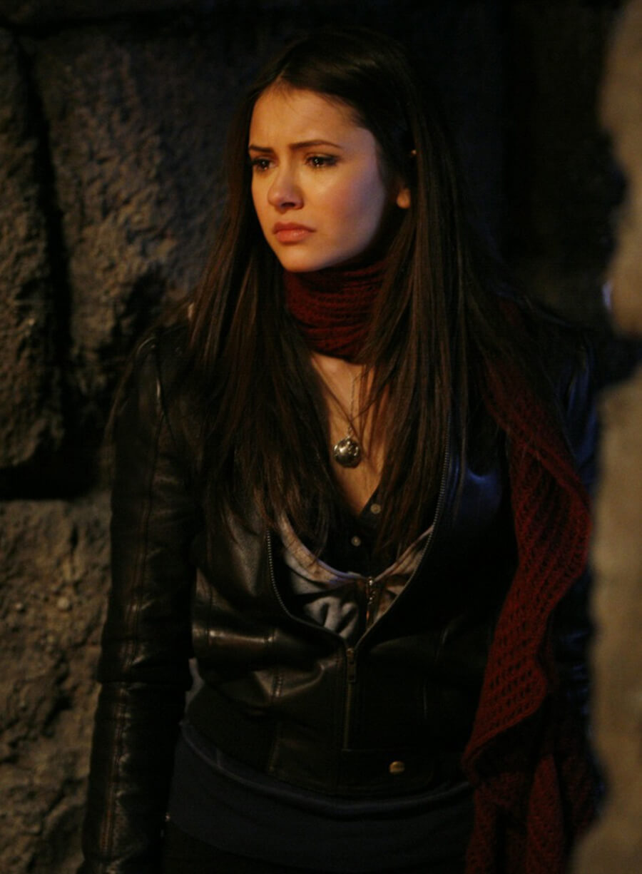 Elena Gilbert The Vampire Diaries S01 Black Leather Jacket