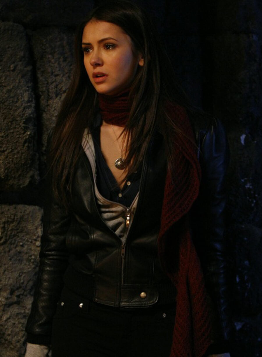 Elena Gilbert The Vampire Diaries S01 Black Leather Jacket