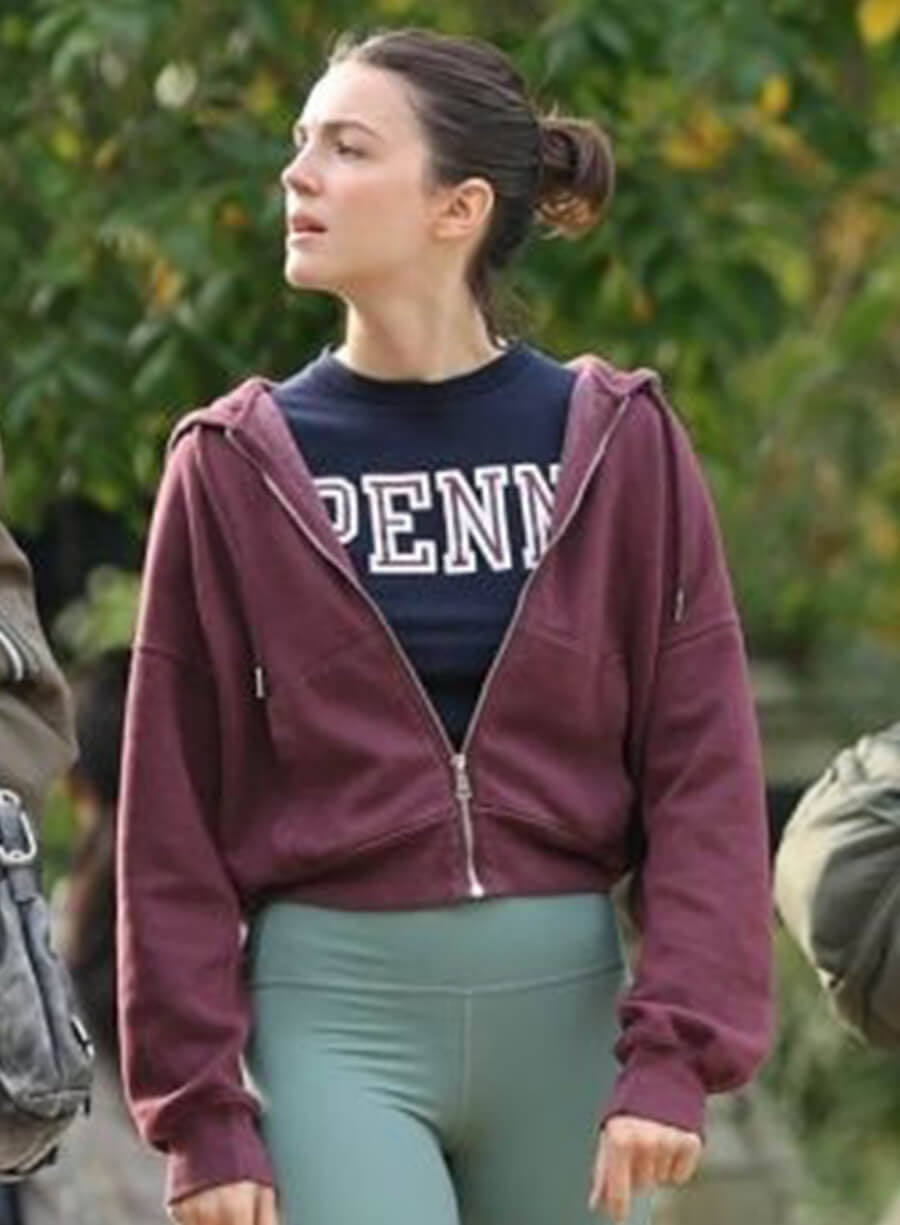 Ella Hunt Not Suitable for Work Maroon Zip-up Hoodie