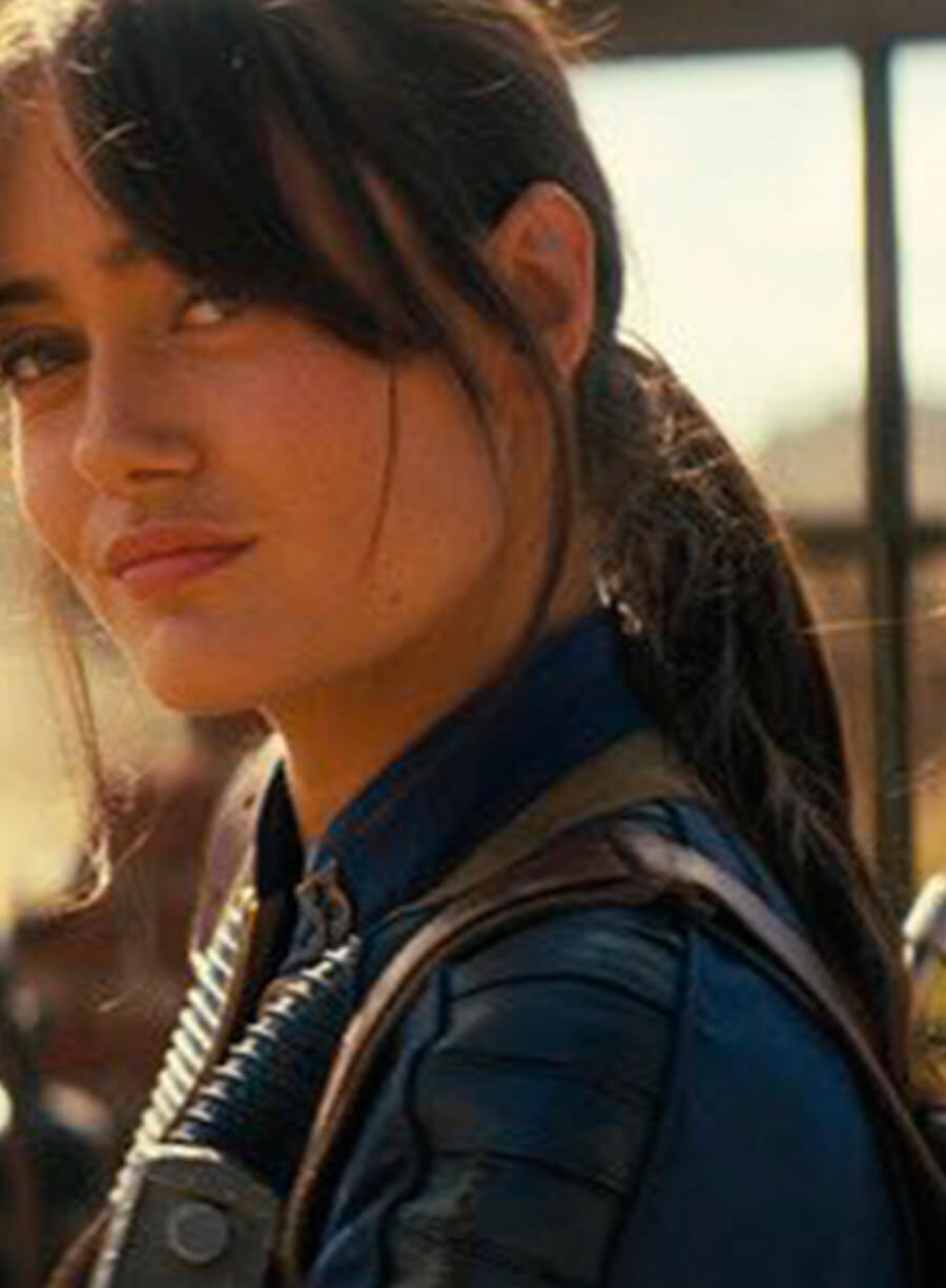 Ella Purnell Lucy Fallout S02 Blue Leather Jacket