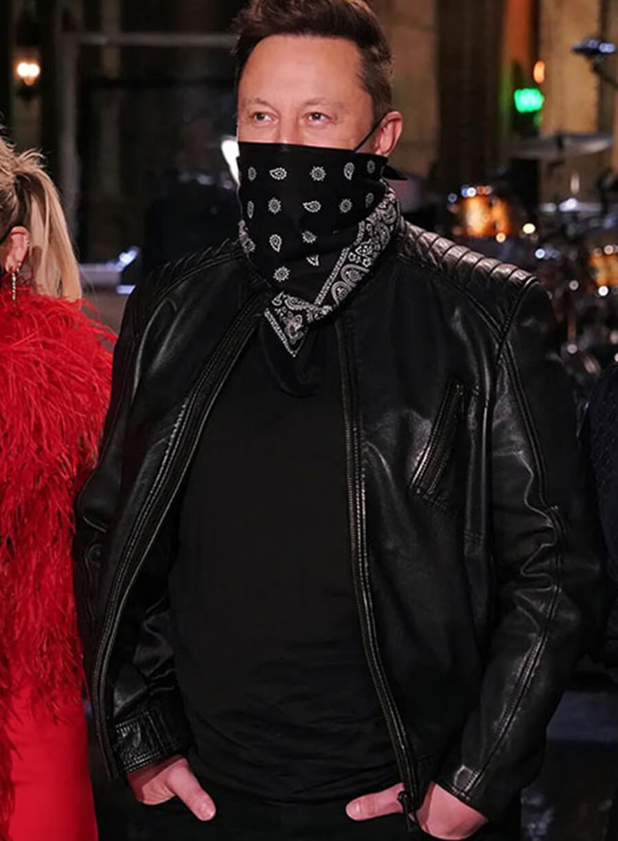 Elon Musk Black Leather Jacket