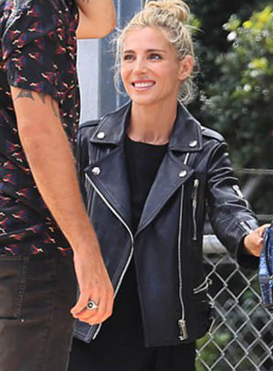 Elsa Pataky Black Leather Jacket