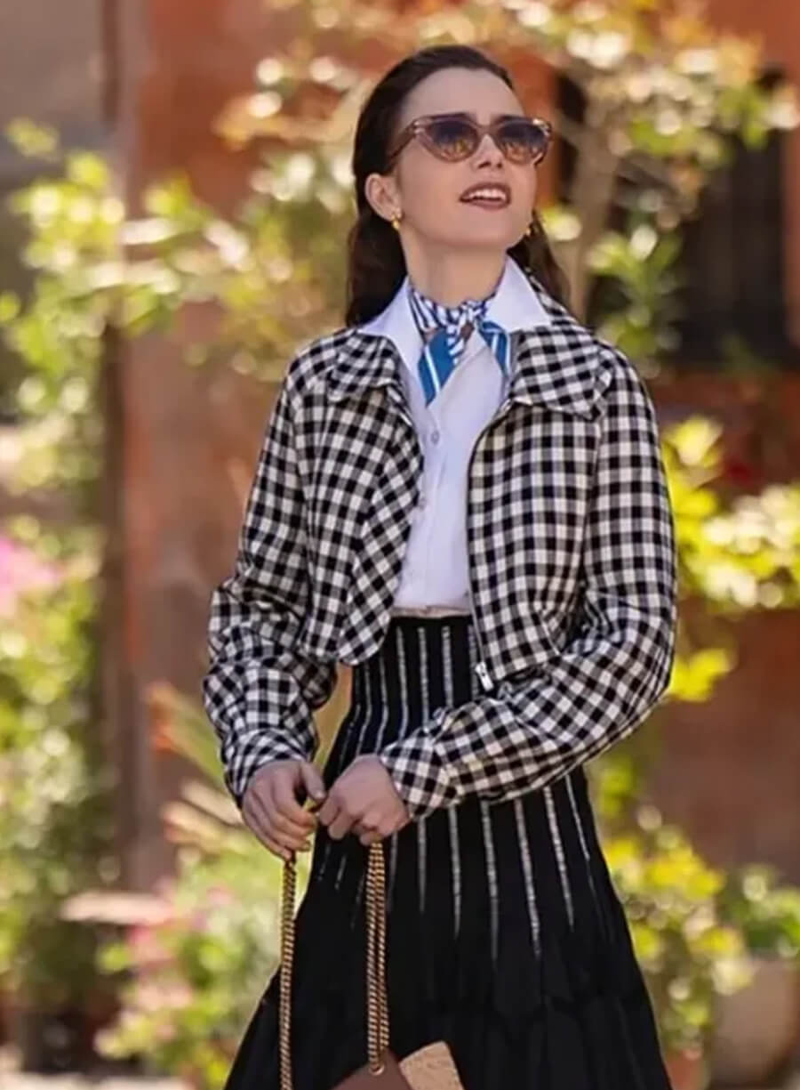 Emily In Paris S04 Lily Collins Plaid Jacket
