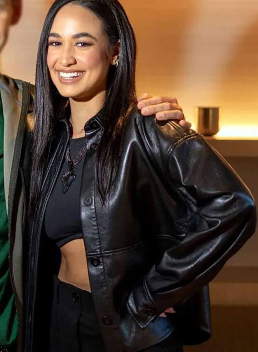 Emily Tosta How The Gringo Stole Christmas Black Leather Jacket