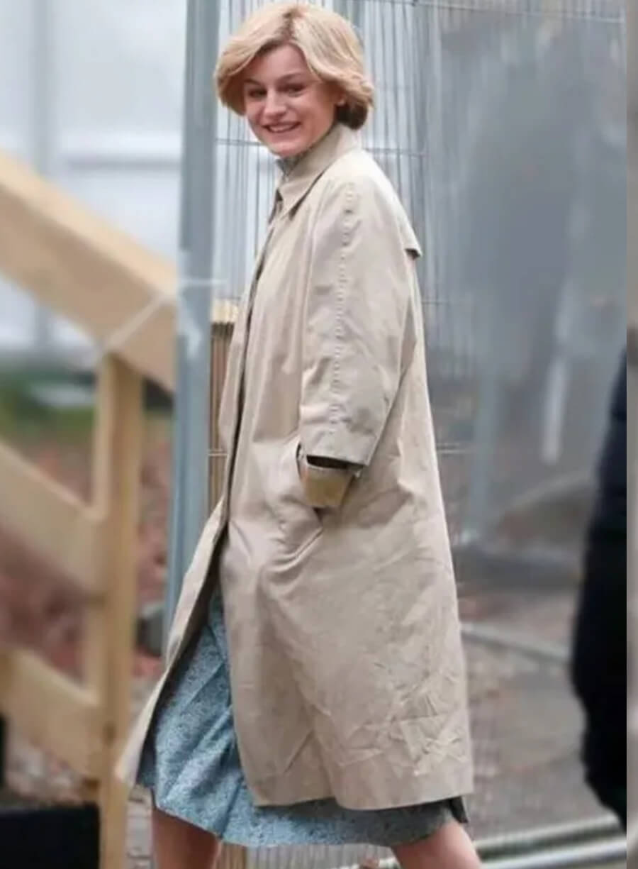 Emma Corrin The Crown S04 Trench Coat