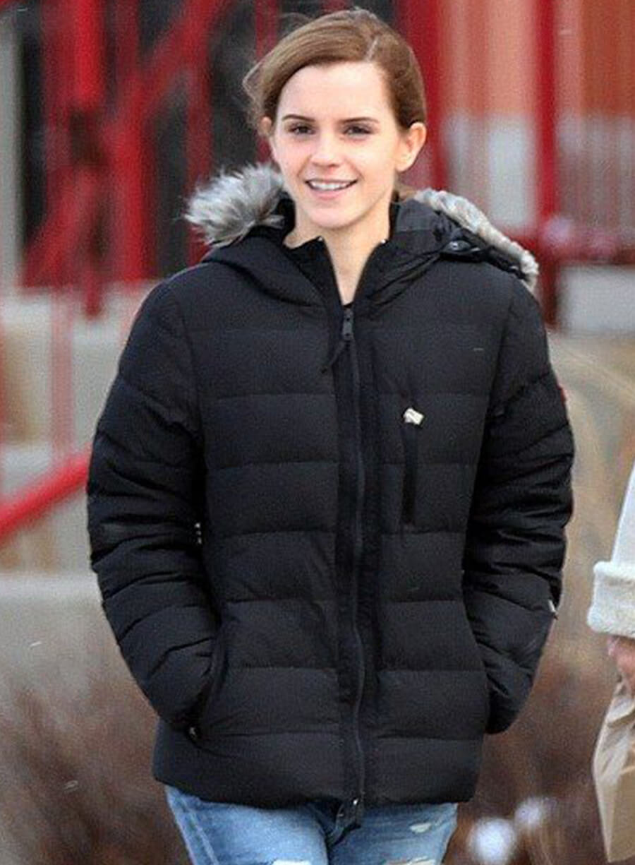 Emma Watson Black Puffer Jacket