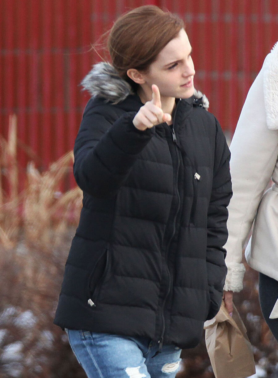 Emma Watson Black Puffer Jacket