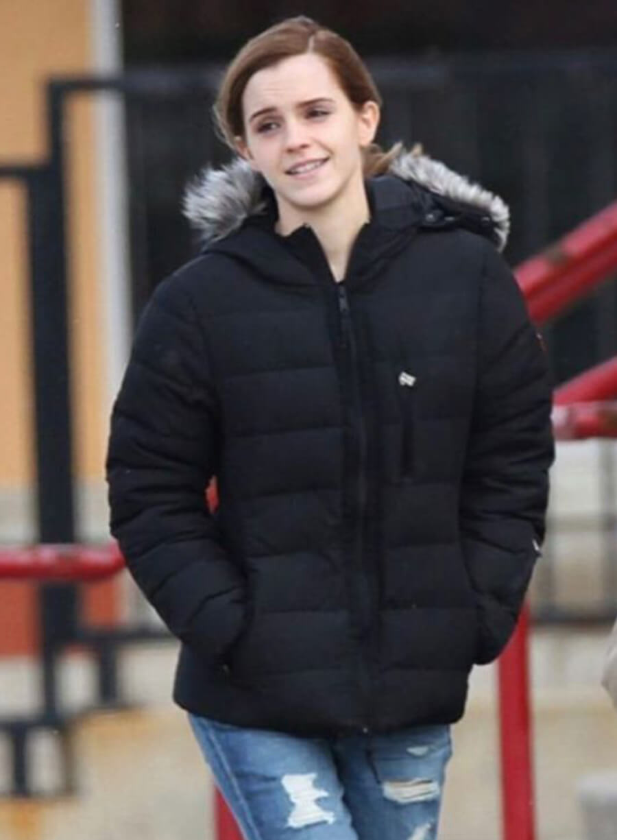 Emma Watson Black Puffer Jacket