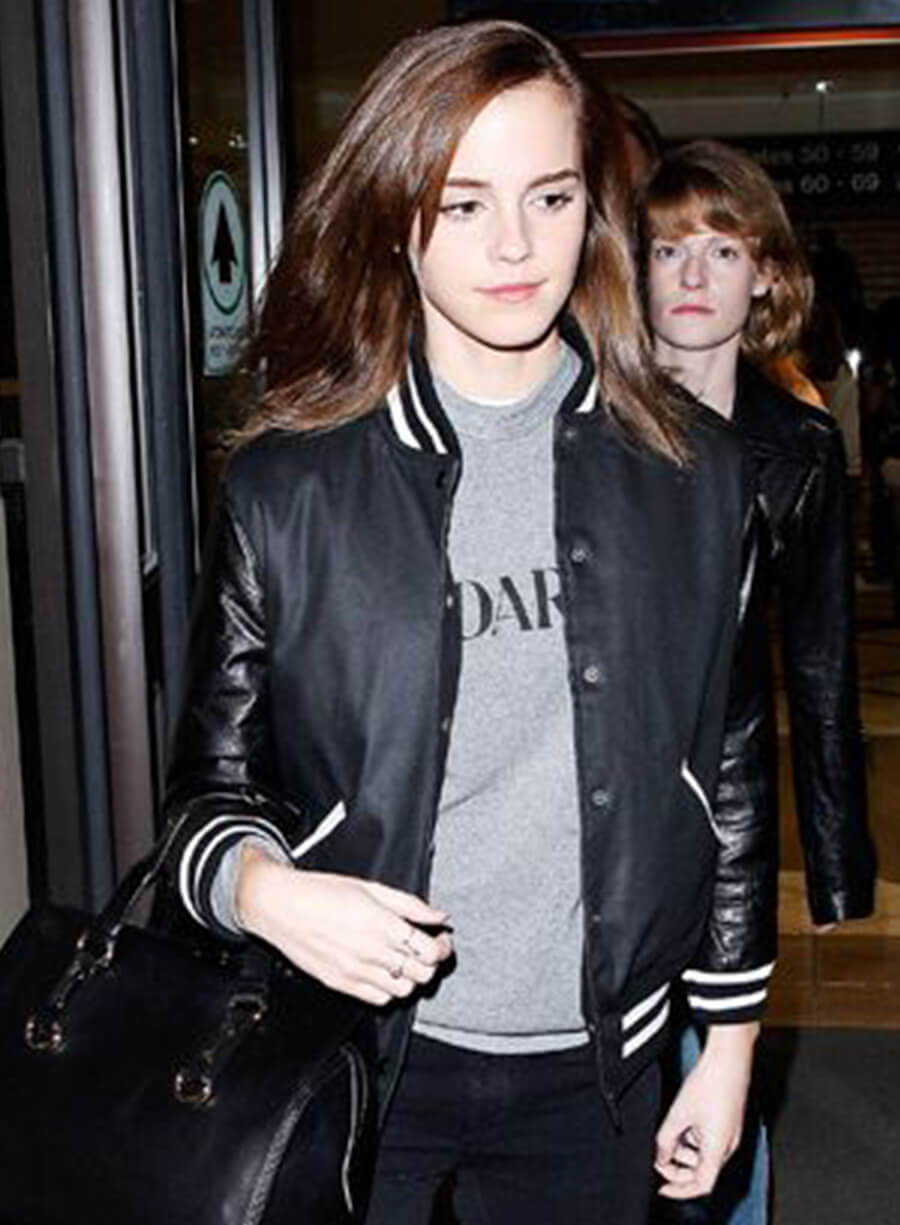 Emma Watson Black Varsity Bomber Jacket