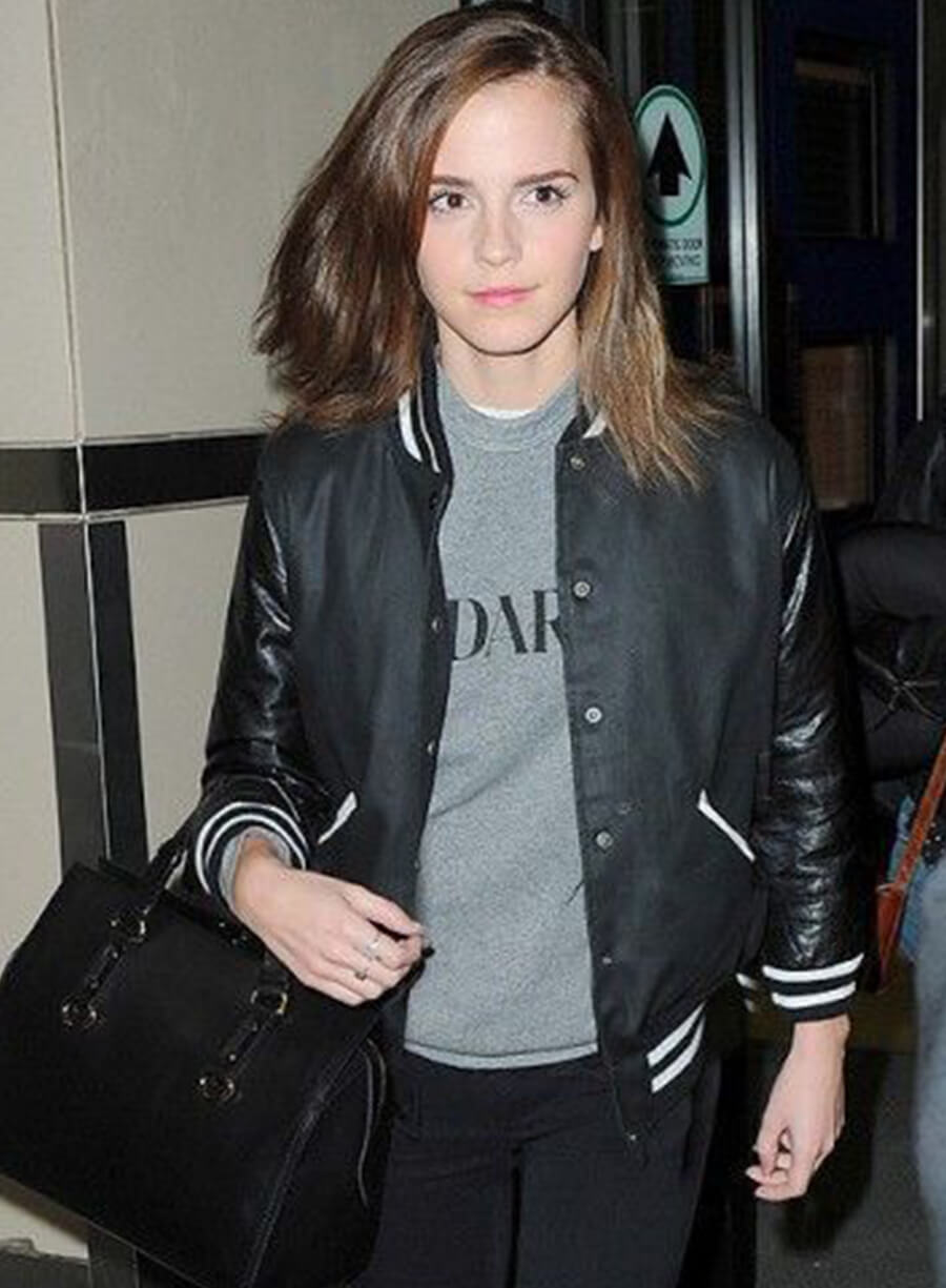 Emma Watson Black Varsity Bomber Jacket