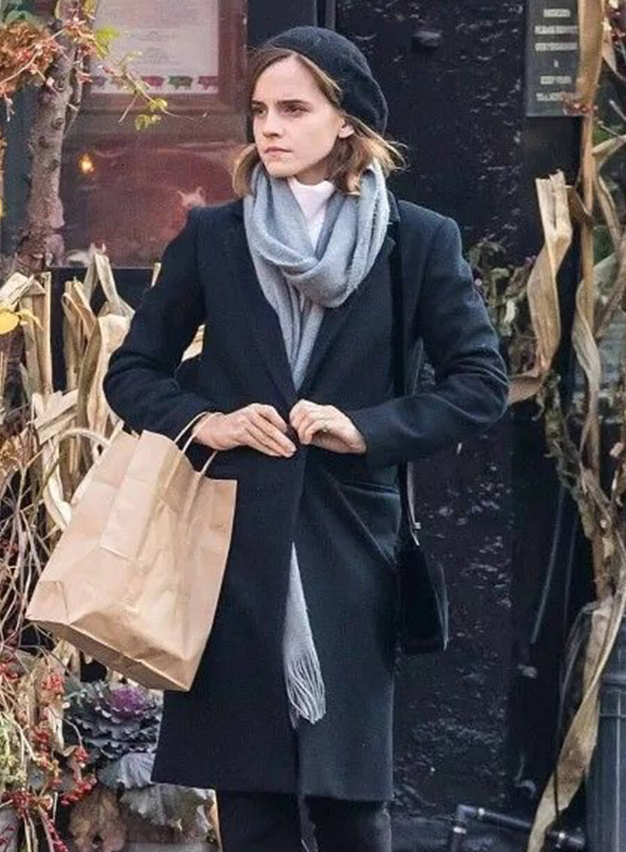 Emma Watson Black Wool Coat