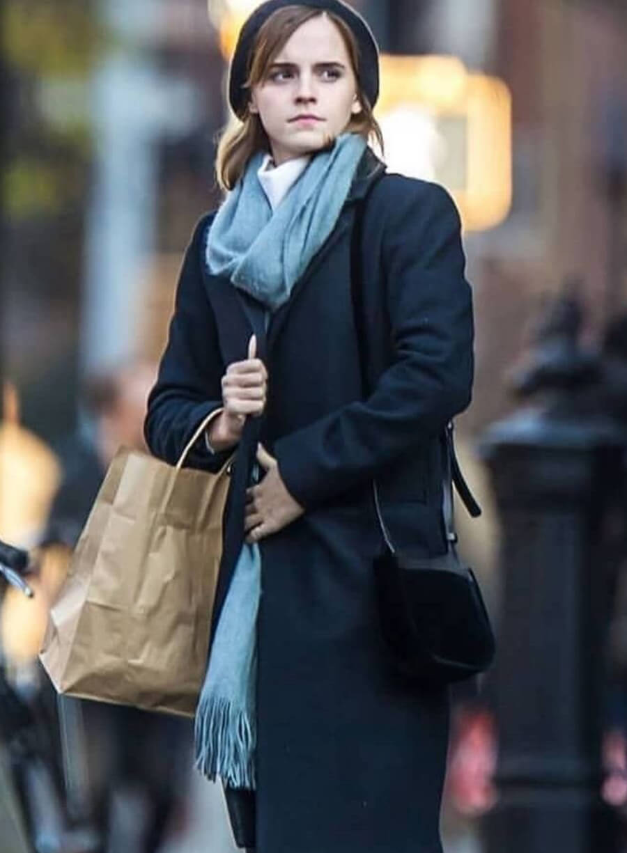 Emma Watson Black Wool Coat