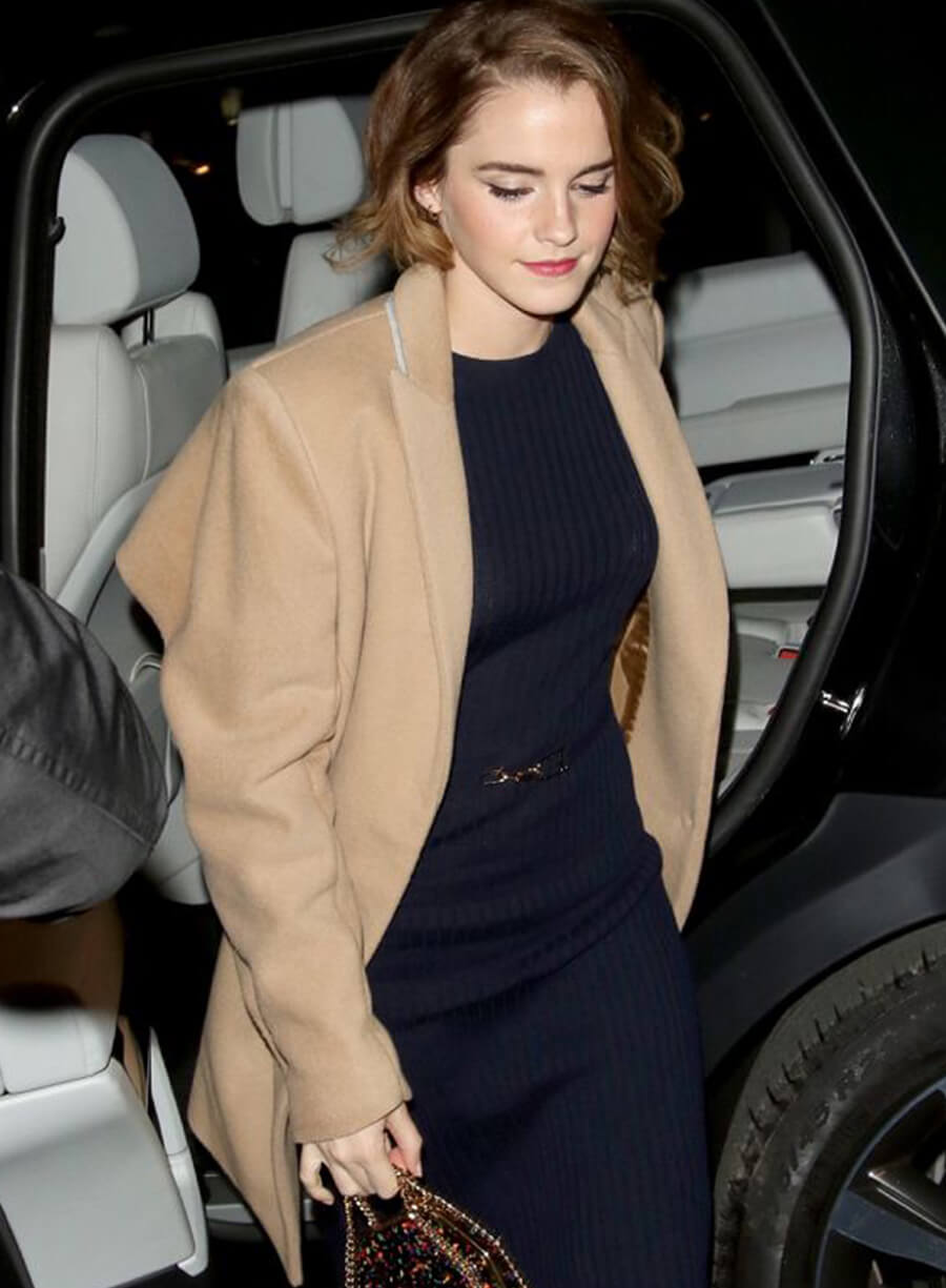 Emma Watson Brown Wool Coat