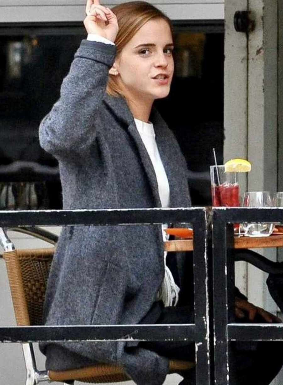 Emma Watson Grey Wool Coat