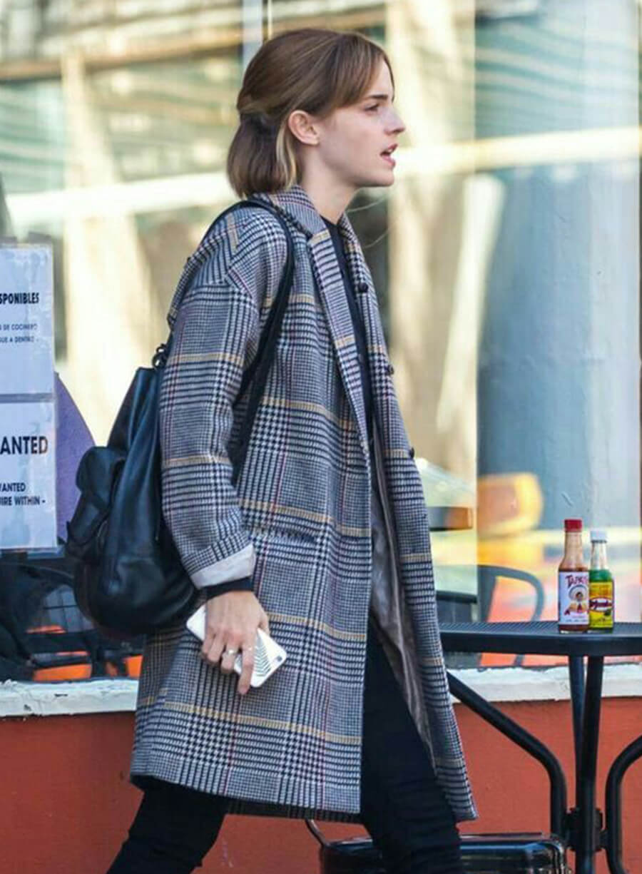 Emma Watson Plaid Wool Coat