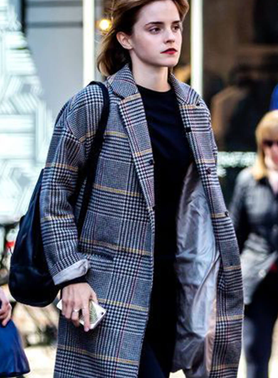 Emma Watson Plaid Wool Coat