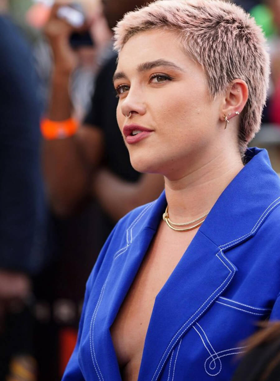 Florence Pugh Oppenheimer Blue Coat