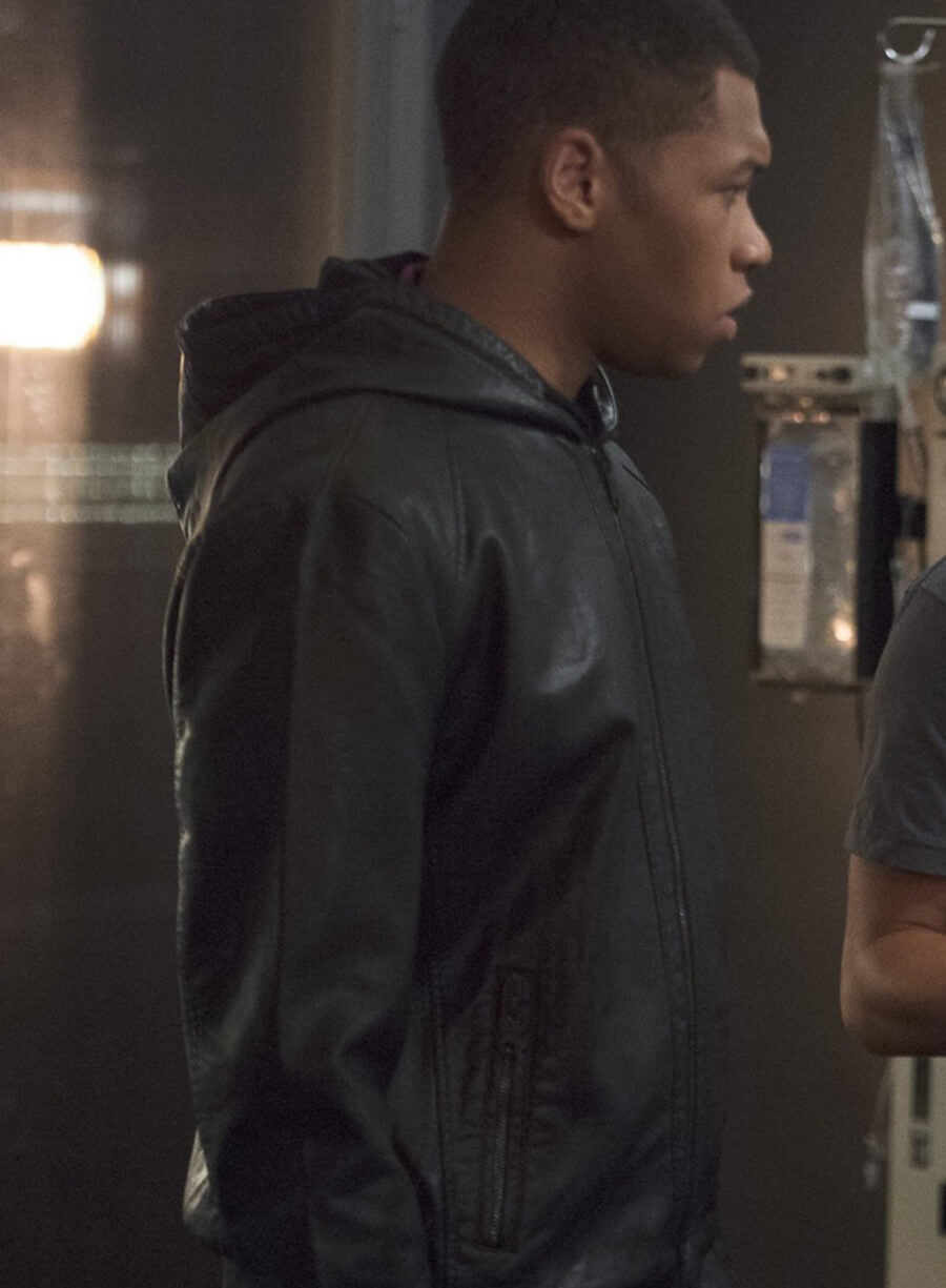 Franz Drameh Firestorm The Flash Leather Hooded Jacket