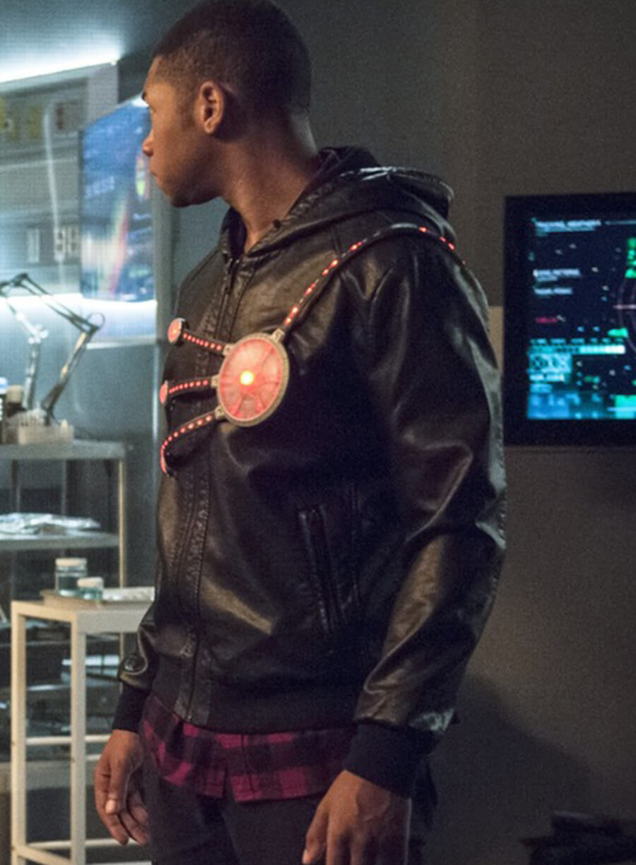 Franz Drameh Firestorm The Flash Leather Hooded Jacket