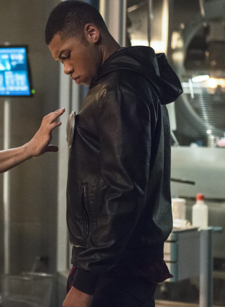 Franz Drameh Firestorm The Flash Leather Hooded Jacket