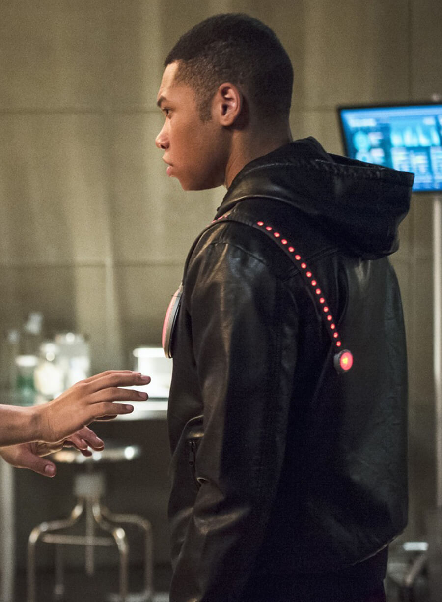 Franz Drameh Firestorm The Flash Leather Hooded Jacket