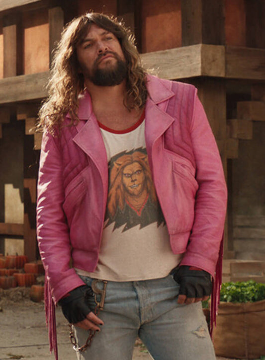 Garett Garrison A Minecraft Movie Pink Leather Jacket