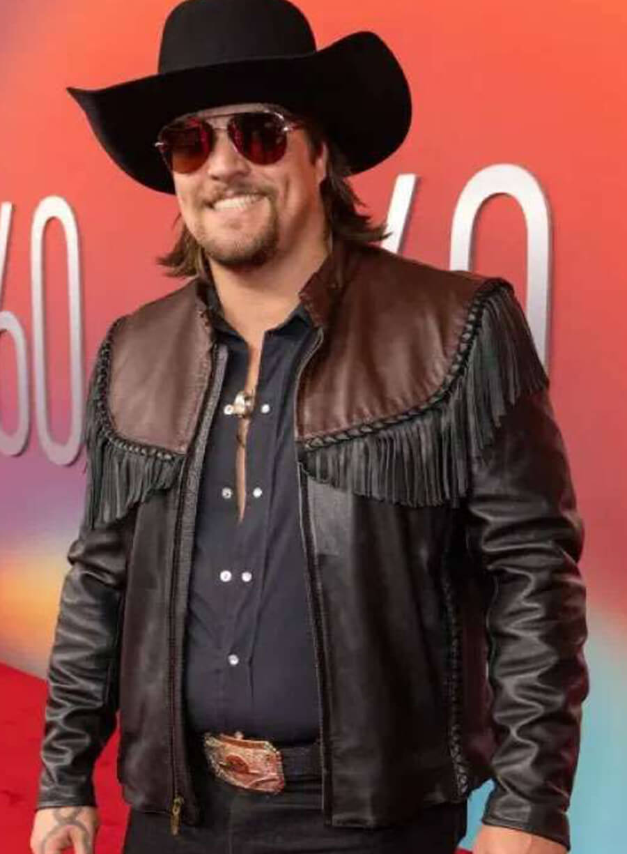 Gavin Adcock ACM Awards 2025 Fringe Leather Jacket