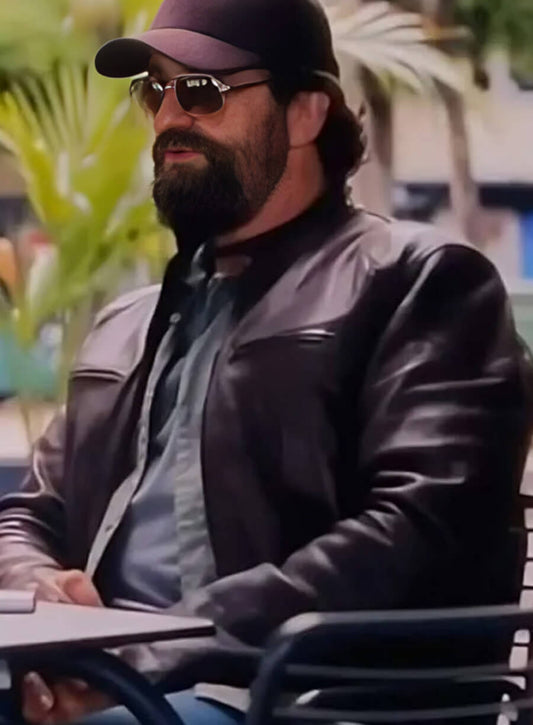 Gerard Butler Den of Thieves 2 Black Leather Jacket