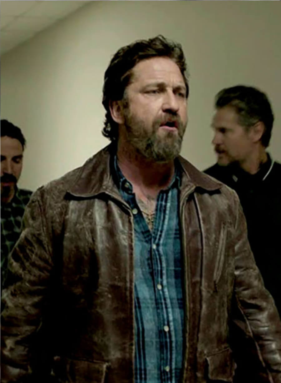Gerard Butler Den Of Thieves Black Leather Jacket