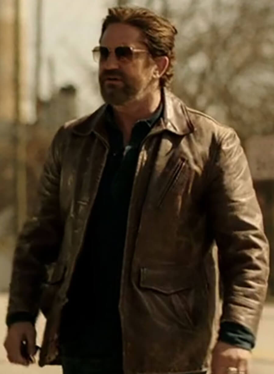 Gerard Butler Den Of Thieves Black Leather Jacket