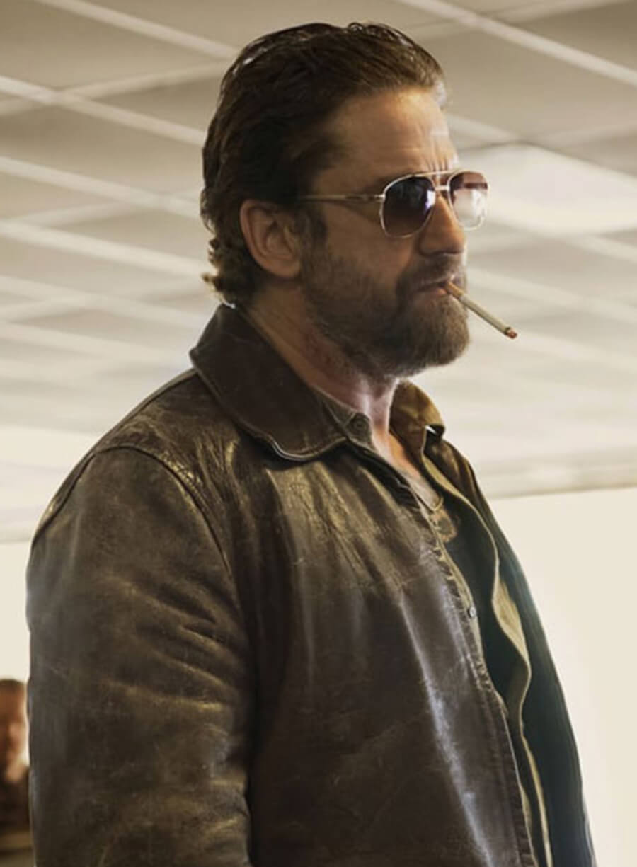 Gerard Butler Den Of Thieves Black Leather Jacket