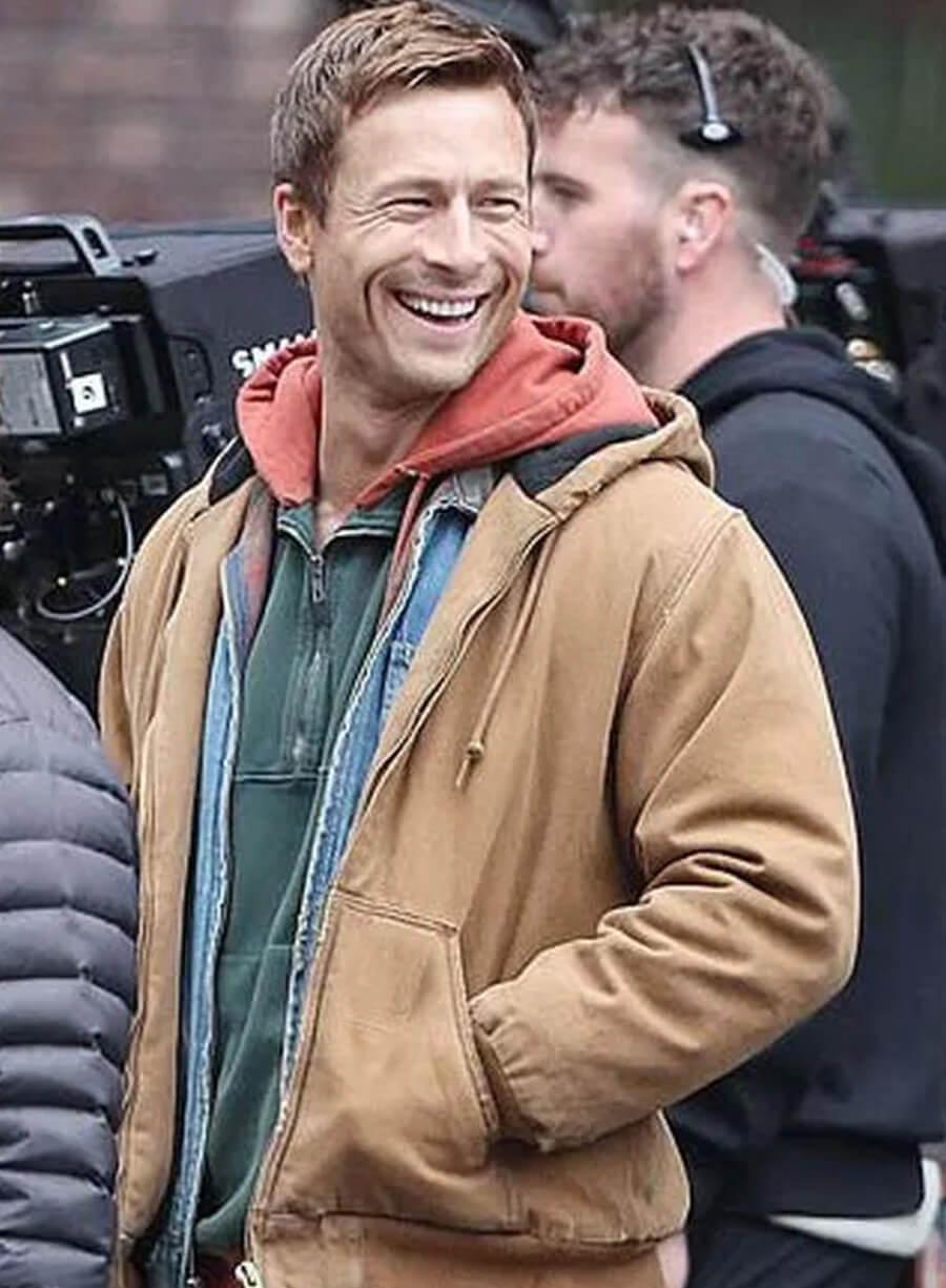 Glen Powell The Running Man 2025 Brown Jacket