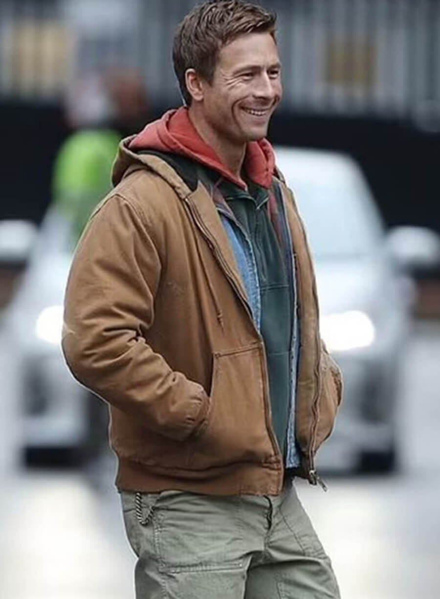 Glen Powell The Running Man 2025 Brown Jacket