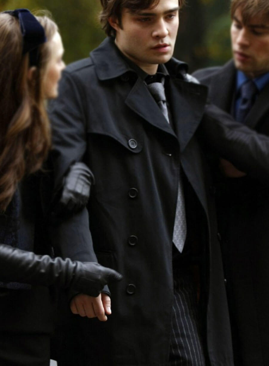 Gossip Girl Nate Archibald Black Trench Coat