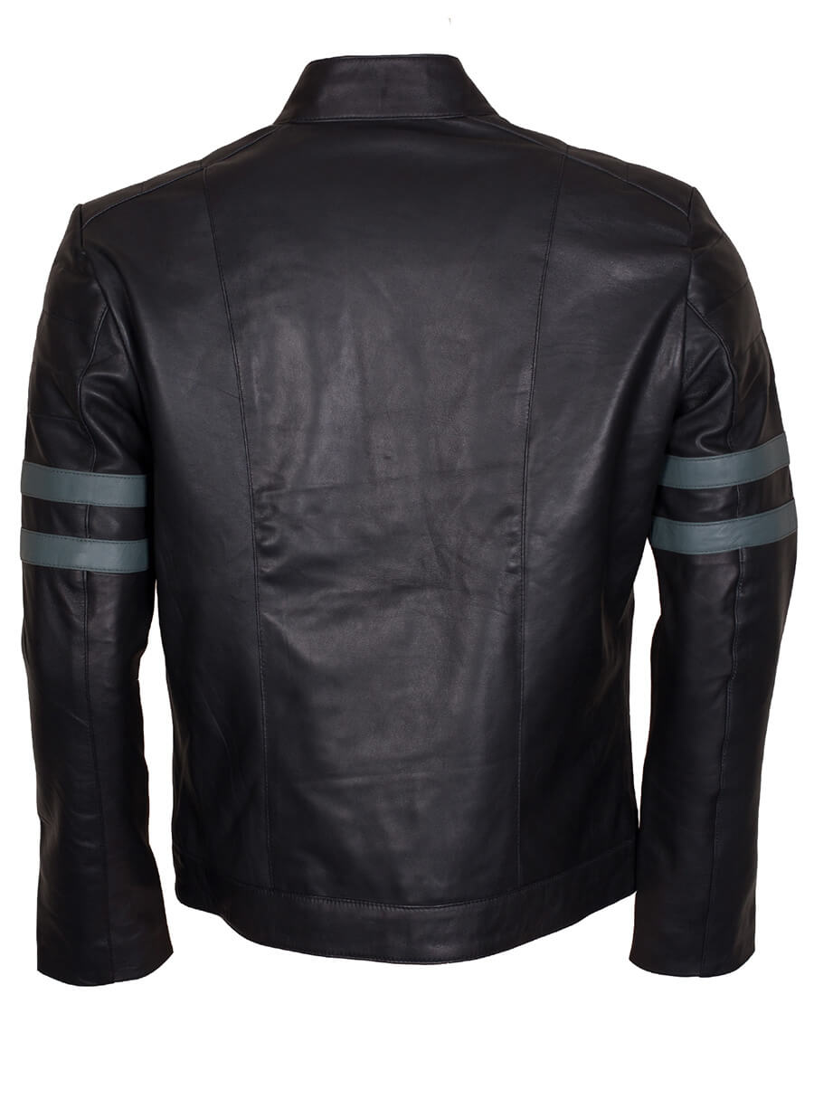 Grey Stripes Mayhem Leather Jacket