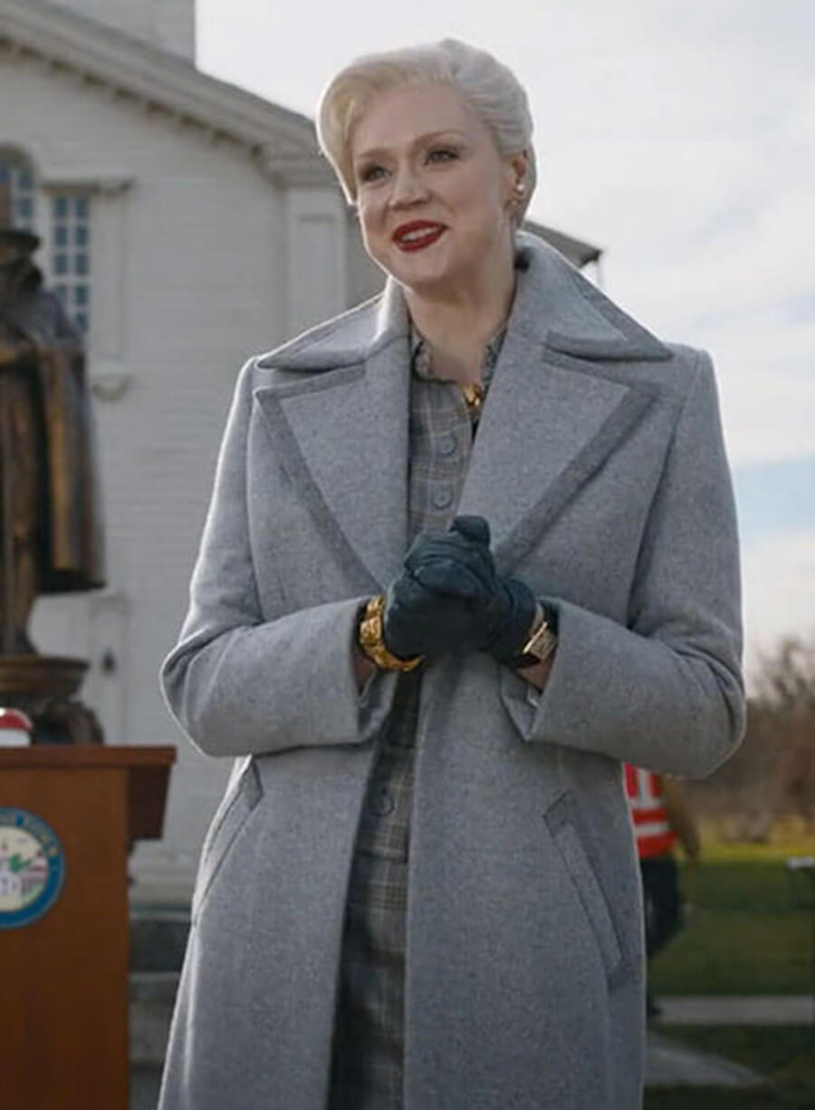 Gwendoline Christie Wednesday Grey Wool Coat