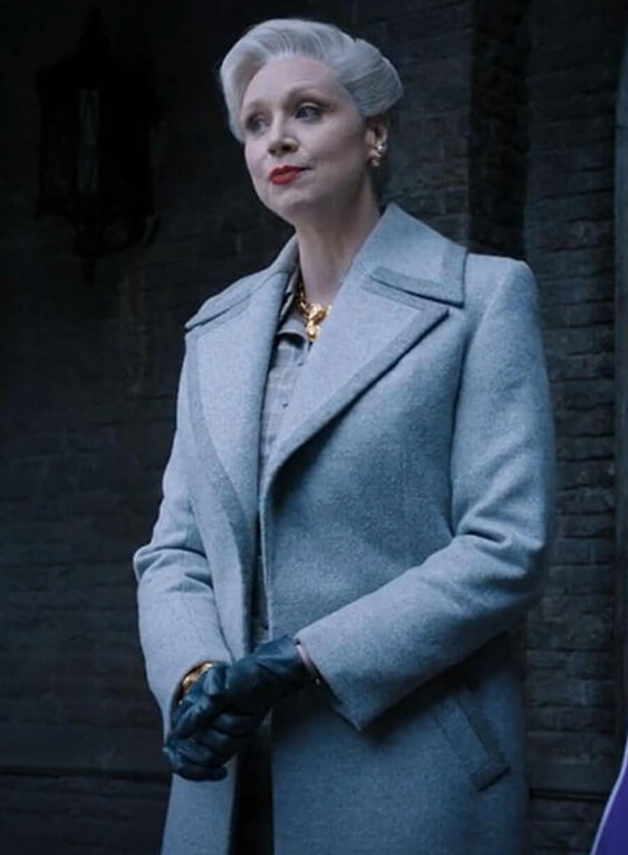 Gwendoline Christie Wednesday Grey Wool Coat