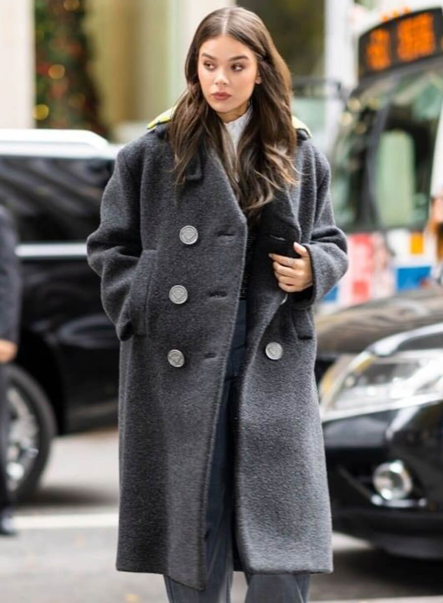 Hailee Steinfeld Wool Black Coat