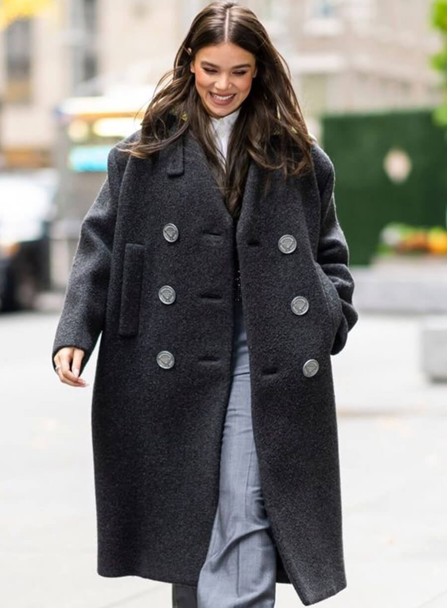 Hailee Steinfeld Wool Black Coat