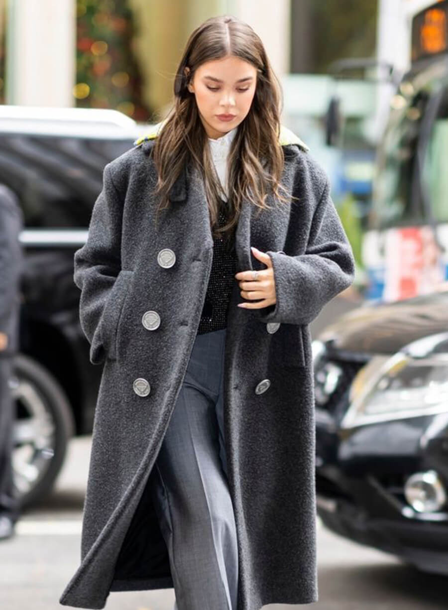 Hailee Steinfeld Wool Black Coat