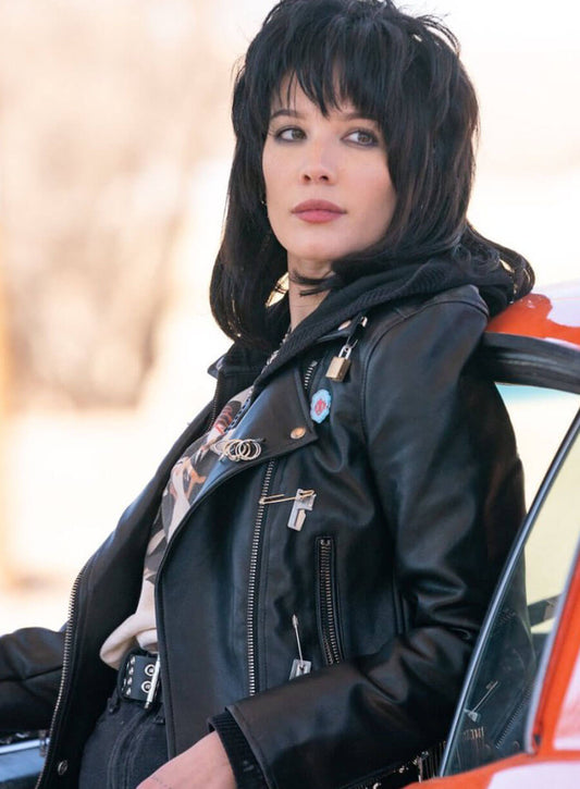 Halsey Mandy Starr Americana Black Biker Leather Jacket