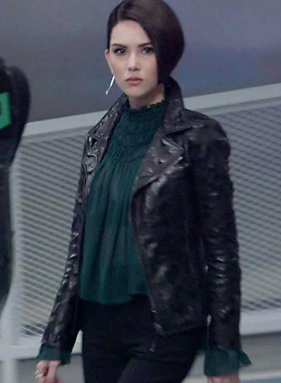 Hannah Quinlivan Skyscraper black Leather Jacket