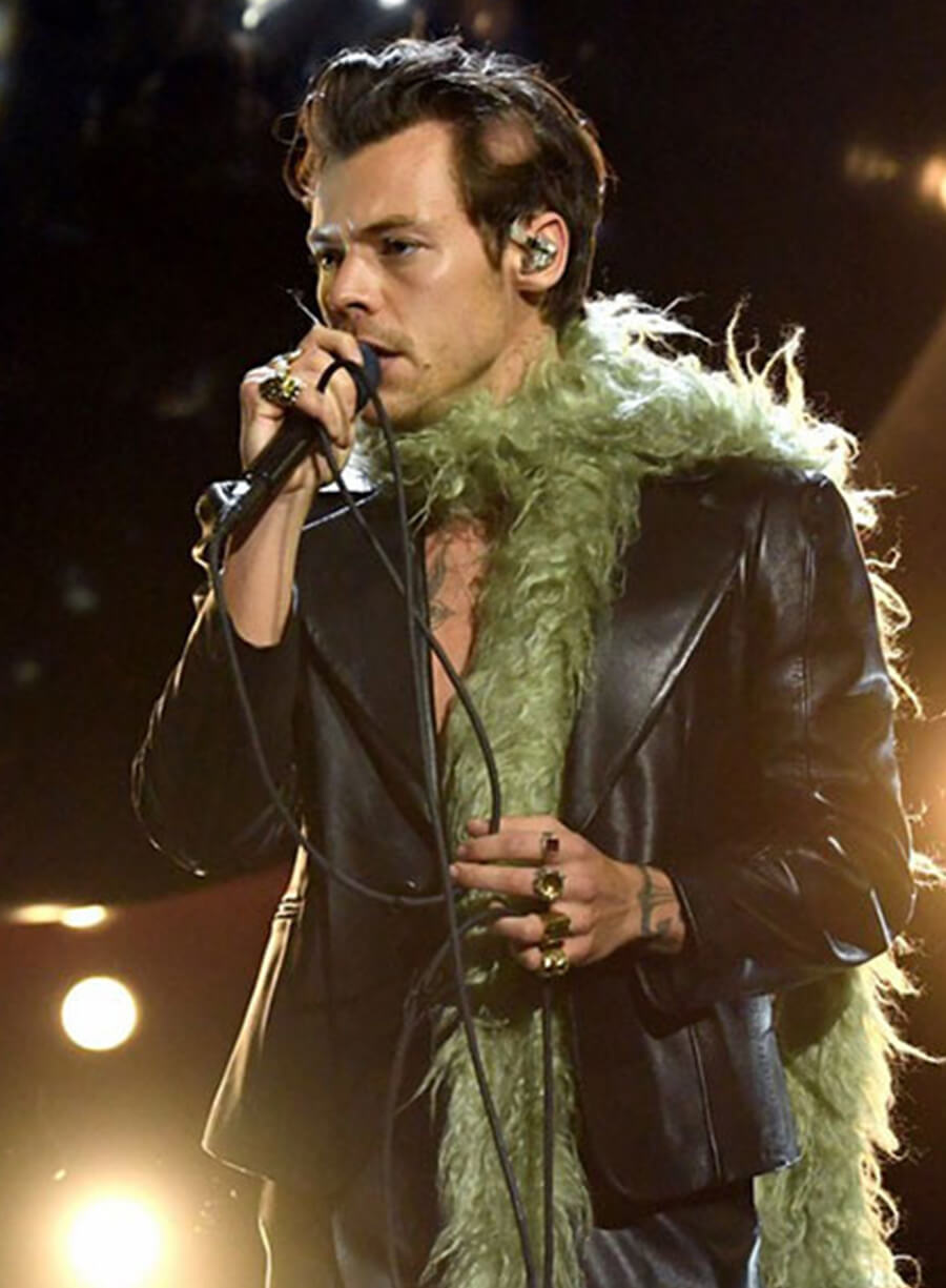 Harry Styles Black Leather Blazer