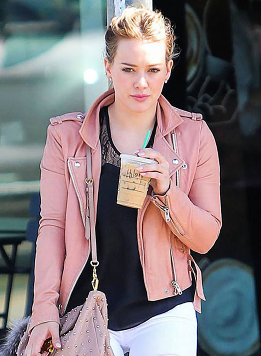Hilary Duff Pink Leather Jacket