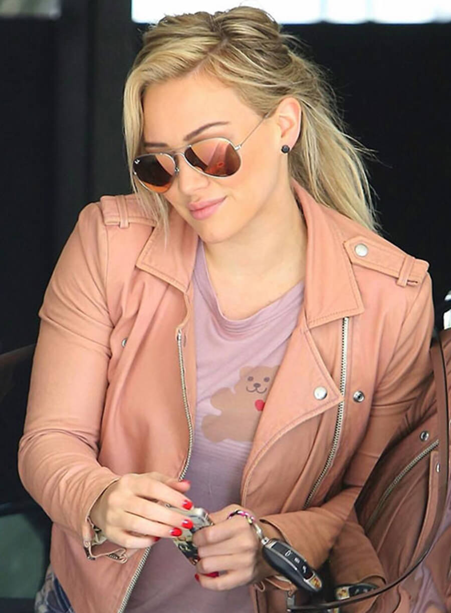 Hilary Duff Pink Leather Jacket