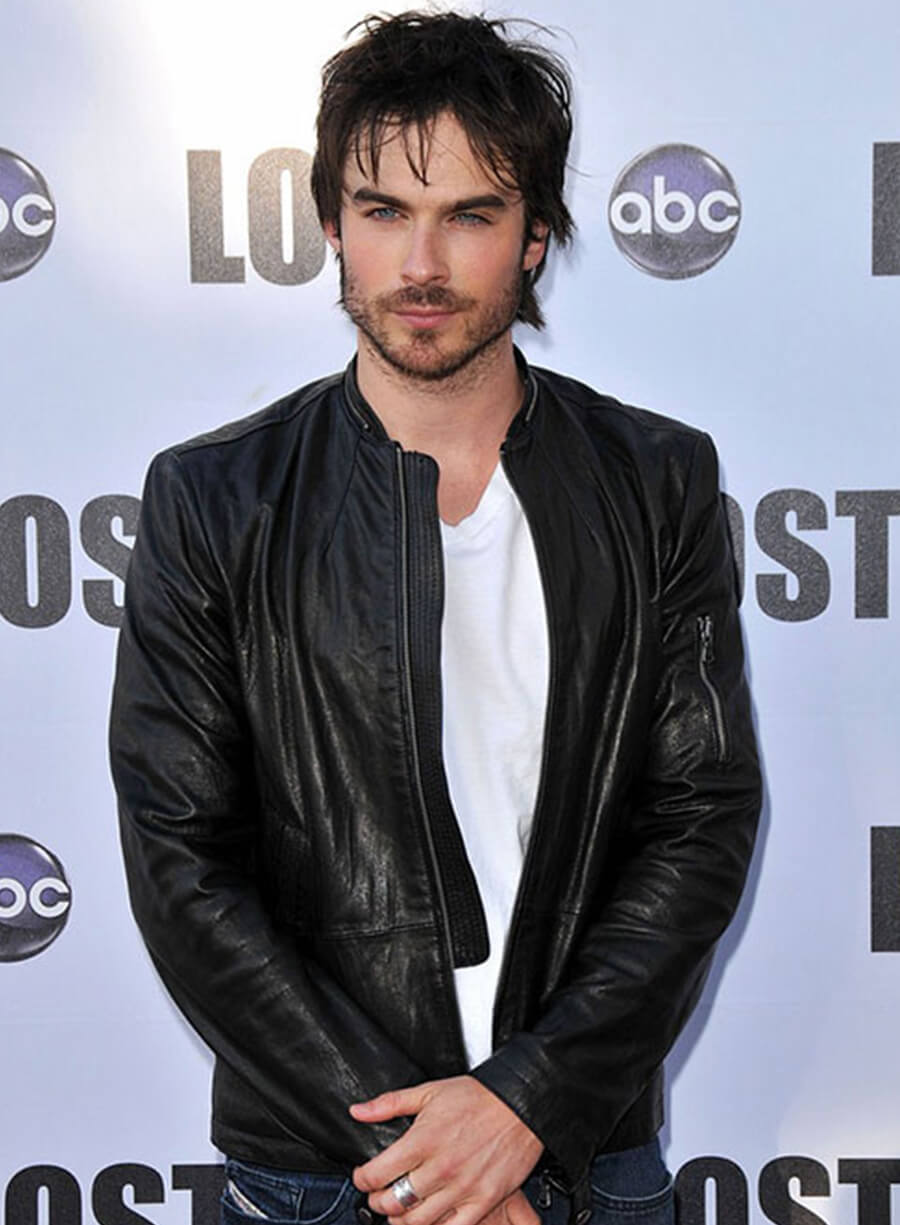 Ian Somerhalder Black Leather Jacket